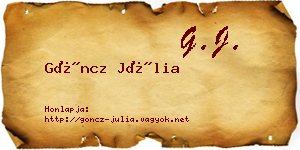 Göncz Júlia névjegykártya
